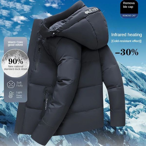 Parkas masculinas em casacos para homens grandes marcas de meia idade e velho casaco frio inverno pousio luxo ganso longo homem neve 231207