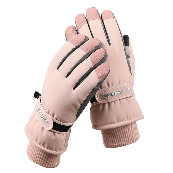 Luvas de esqui de inverno Novo produto para homens e mulheres Ciclismo ao ar livre com tela tocável para aquecimento, luvas grossas e de pelúcia, impermeáveis e antiderrapantes