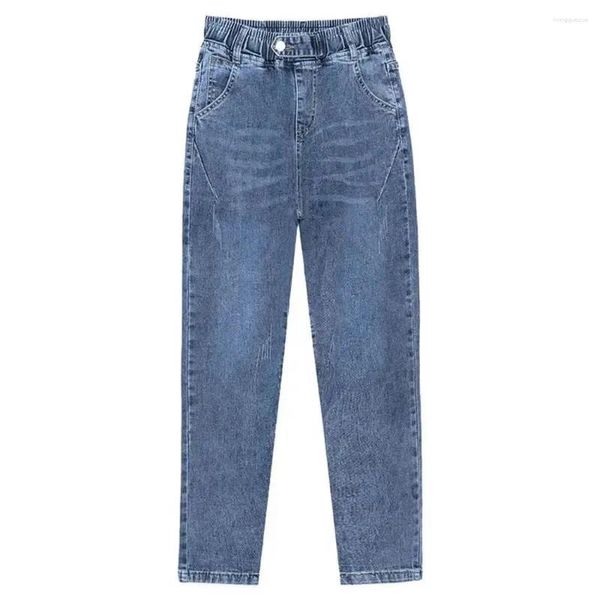 Jeans da donna Matita elasticizzata casual Donna Retro Skinny Vaqueros Slim Elestic Pantaloni in denim a vita alta Lavati Capris da cowboy blu neri