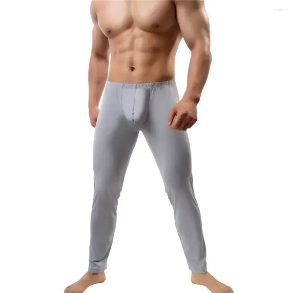 Roupa interior térmica masculina sleep bottoms seda gelo respirável calças compridas lounge calças soltas casuais pijamas hombre sportwear