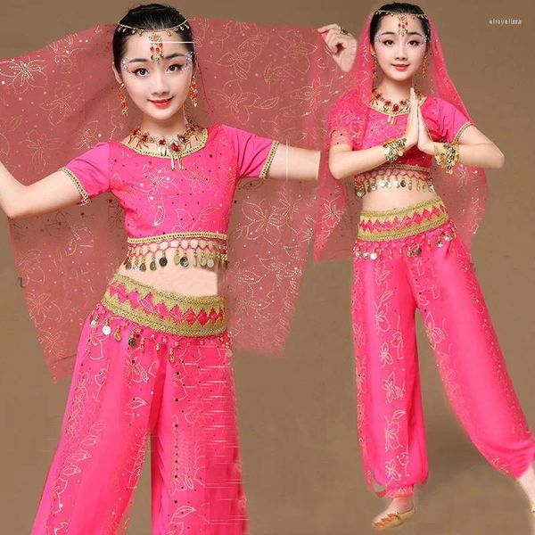 Palco desgaste trajes de dança oriental meninas egito criança traje barriga conjunto egípcio bollywood dança roupas índia