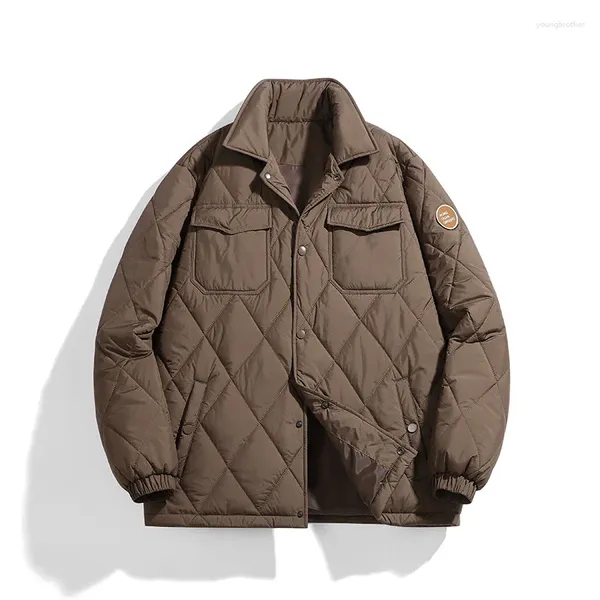 Erkek Ceketler Kış Japonya Tarzı Vintage Coats Kavur Çok Cepleri Düz Renk Tek Bravaslı Gevşek Gevşek Yakışıklı Basit Genç Üstleri