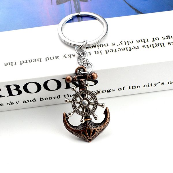 Creative Pirate ship anchor key chain men women exquisite lovely bag pendant beautiful party gift brown car key chain