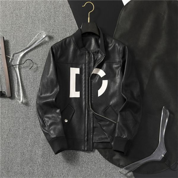 Herren Lederjacke Plus Size Schwarz Herren Stehkragen Mäntel Leder Bikerjacken Motorrad Lederjacke