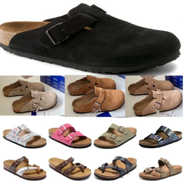 Taupe Designer-Sandalen für Herren und Damen, Slides, Slider, Plateau-Hausschuhe, Sandalen, Boston Soft-Mules, Clogs, Schuhe, Birks Boston Clog, Flip-Flop, dunkelblaue Schuhe 9911ess