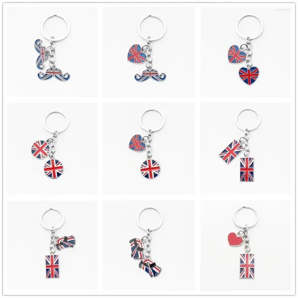 Schlüsselanhänger Schmuck Schlüsselanhänger Metall Hervorragende Qualität Herzanhänger UK-Flagge Schlüsselanhänger GB Britischer Union Jack Schlüsselanhänger