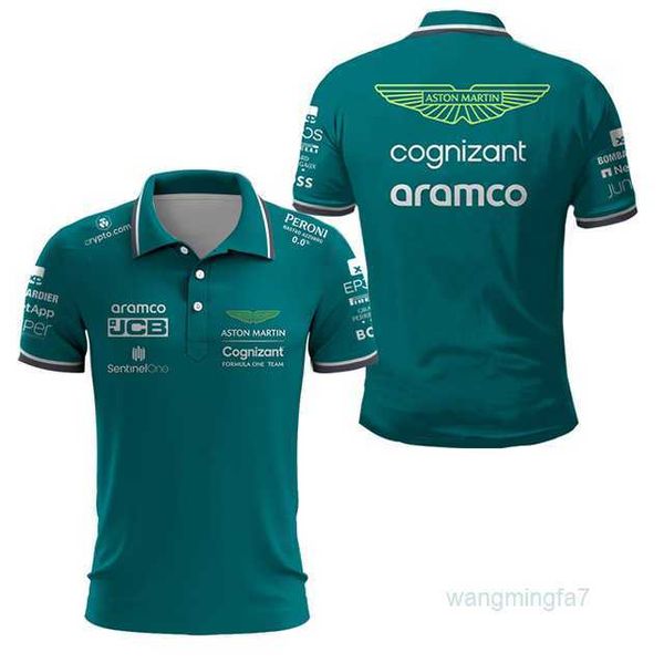 Homens camisetas Polos masculinos Aston Martin 14 Alonso Driver 2023 F1 Team Racing Sports Polo Shirt Fãs Verde 5cu9