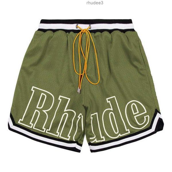 Designer-Shorts Rhude Herren Capsule Sommer Strandhose Mesh-Material Atmungsaktiv Schweiß Lose Fitness Basketball Herren Kurz IOGI