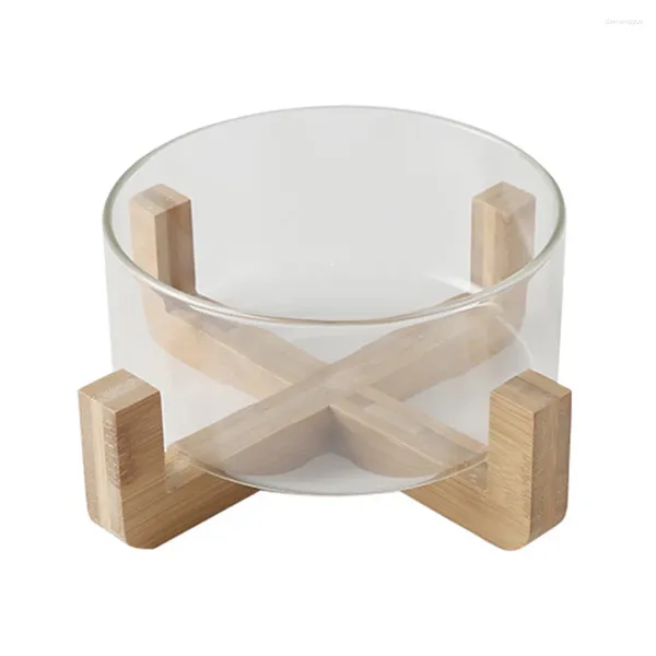 Set di stoviglie Insalatiera di frutta Ciotole per miscelazione Noodle Home Vetro alto borosilicato con base in legno