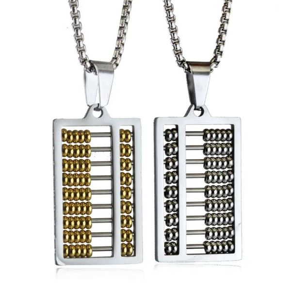 Collane con ciondolo Abaco punk trendy personalizzato e minimalista in acciaio inossidabile con collana di perline mobili