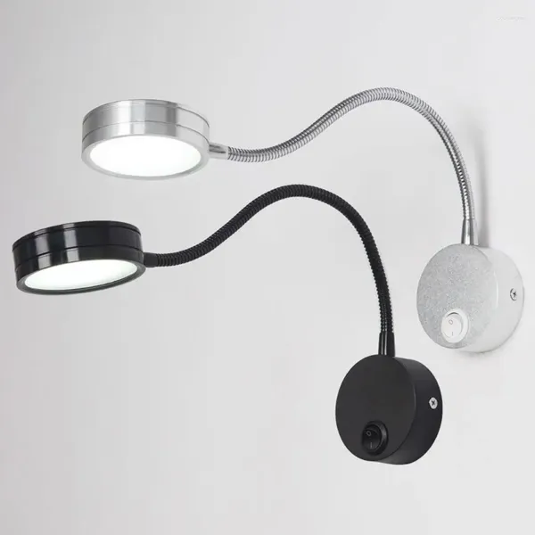 Lâmpada de parede LED Mangueira flexível de alumínio 5W Quarto cabeceira luz de leitura direção ajustável luzes de iluminação interna