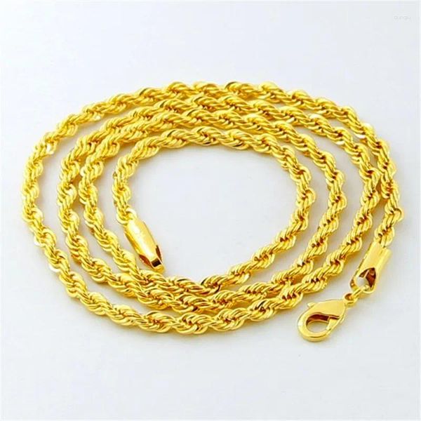 Ciondoli Nareyo Hip Hop Collana color oro 24K 3MM Corda intrecciata Twist Galvanotecnica per uomo Donna Gioielli da sposa Regali