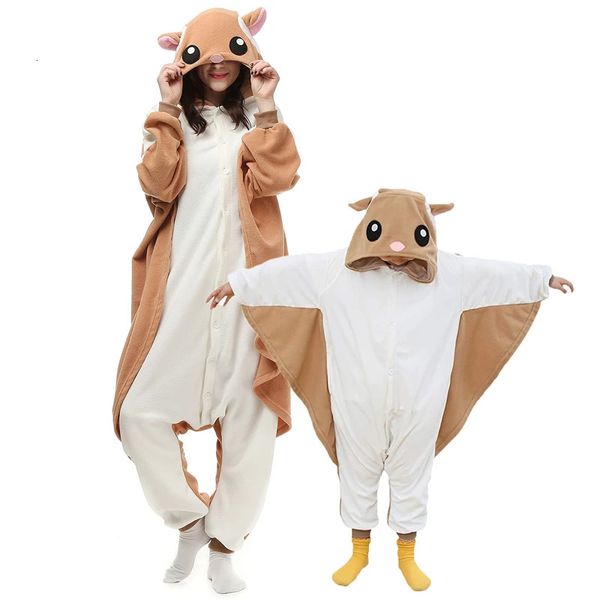 Mulheres sleepwear crianças voando esquilo onesie adulto mulheres homens kigurumis pijama animal dos desenhos animados pijama homewear halloween cosplay festa traje xxl 231206