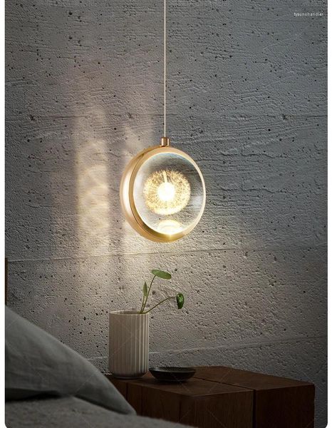 Kolye lambaları Yatak Odası Başucu Kristal Avize Lüks ve Moda Tek Koridor Kart Koltuk Aydınlatma Dekoratif Işık