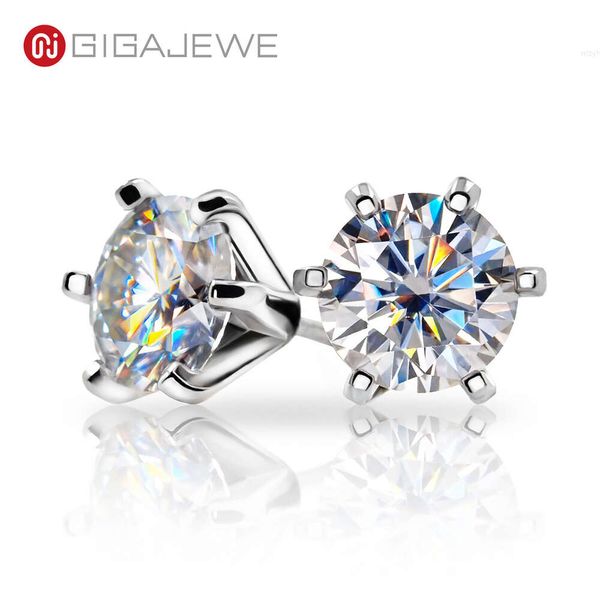 Gigajewe rosa branco cor moissanite atacado 925 tira banhado 18k jóias de ouro brincos moissante