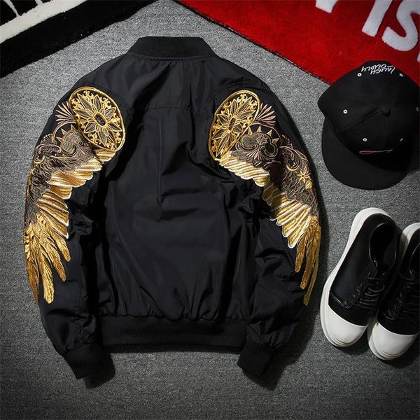 Jaquetas masculinas unissex mens wing design primavera multi cor bordado bombardeiro jaqueta homens streetwear roupas de marca casual hip hop casaco 231207