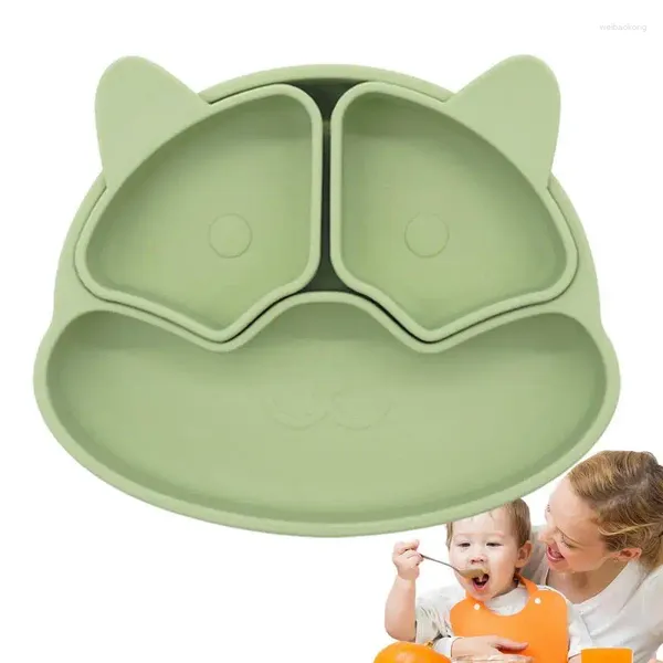 Stoviglie Piatti per bambini Baby Silicone Sucker Bowl Piatto per il viso dell'orso Set di stoviglie Smile Retro Kids