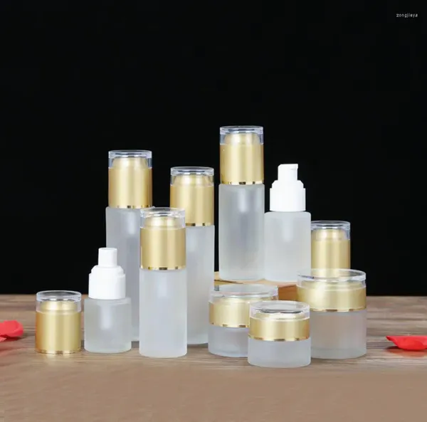 Bottiglie di stoccaggio 20ml30ml40ml50ml60ml100ml Bottiglia di vetro smerigliato Vaso vaso di latta Lozione Emulsione Siero Fondotinta Crema Gel Essenza per gli occhi Pelle