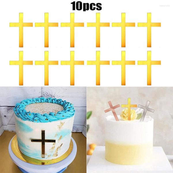 Festliche Lieferungen Christian Kreuz Kuchen Topper Acryl Dekorationen Baby Taufe Heilige Kommunion Thema Party Decor Supplie