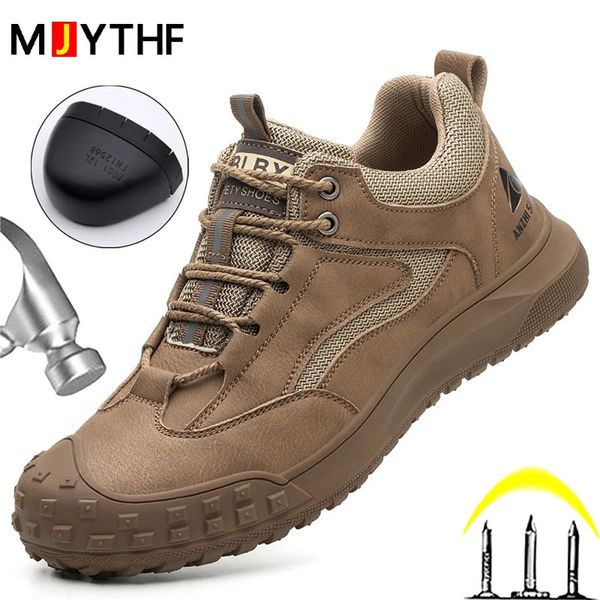 Sapatos de vestido masculino anti esmagamento anti piercing sapatos de segurança leve respirável sapatos de proteção de segurança sapatos de dedo do pé de aço tênis de trabalho 231207