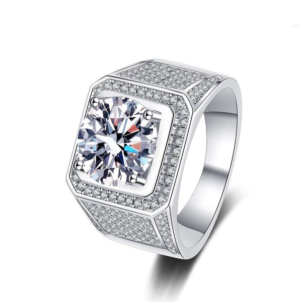 Benutzerdefinierter 925er Sterlingsilber-Schmuck, luxuriöser Moissanit-Diamantring für Männer, schönes Geschenk