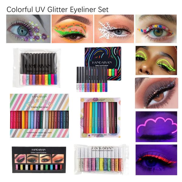 Combinazione ombretto/liner 6/12/20 colori Set eyeliner opaco colorato Trucco UV Glitter Trucco occhi Impermeabile Eyeliner Pen Gel Cosmetici Eyeliner Kit 231207