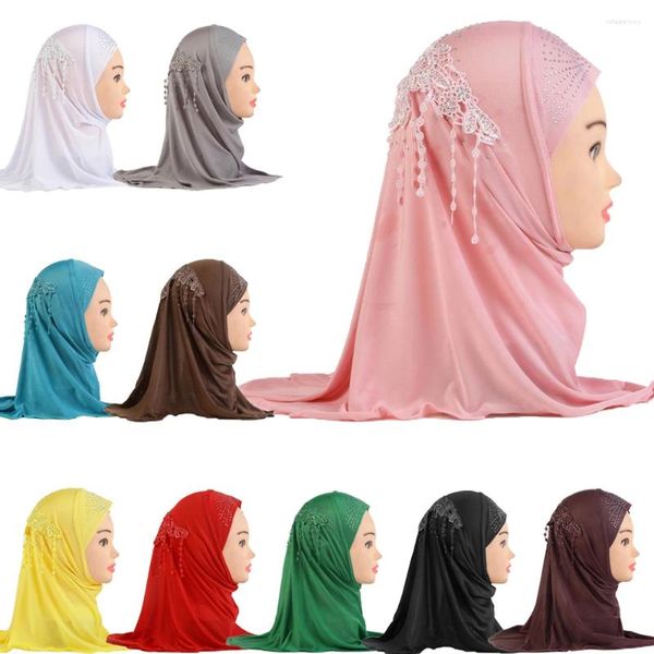 Abbigliamento etnico Bambini musulmani Hijab Ragazze Ramadan One Piece Amira Sciarpa istantanea Cappello islamico Cappello Avvolgere la testa del bambino Preghiera Turbante Scialle Foulard