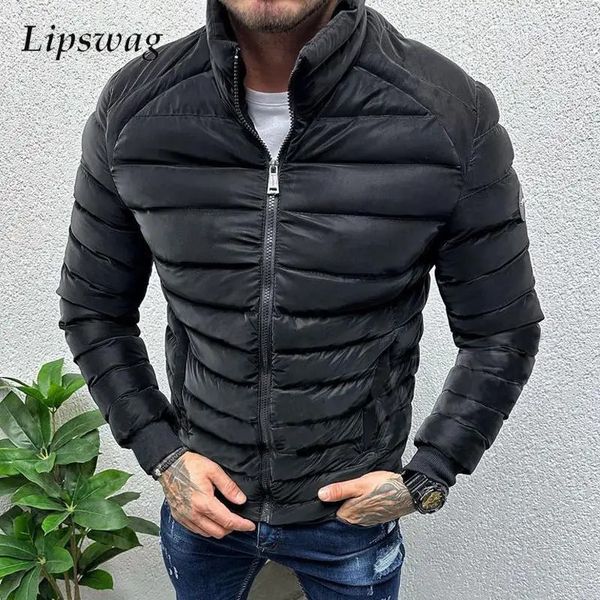Erkek Ceketler Sonbahar Kış Sıcak Ceket Erkekler İçin Sıradan Saf Renk İnce Uzun Kollu Fit Pamuklu Yastıklı Ceket Erkekler boşluklu fermuar 231207