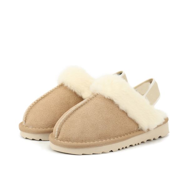 Australien Kinder Hausschuhe Designer Gummiband Pelz Slides Tasman Stiefel Kastanie Senfsamen echtes Leder Winter warme Babyschuhe Größe 21-35