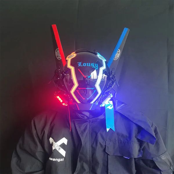 Parti Maskeleri El Yapımı Siber Punk Cosplay Maski Gençler Led Parlayan Cadılar Bayramı Night City Müzik Festivali Dekor DJ Coolplay Hediyesi 231207