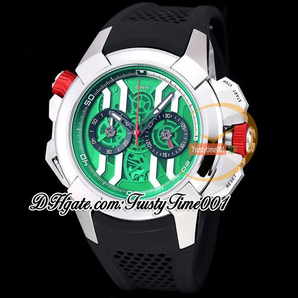 BZF EPIC X CHRONO EC323.20.AB.AB.A Japão VK Movimento cronógrafo de quartzo Relógio masculino esqueleto verde mostrador caixa de aço pulseira de borracha cronômetro trustytime001Relógios de pulso