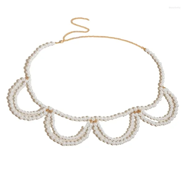 Gürtel Zarte Damen-Taillenkette mit geschichteten Perlengürtel für Mädchen-Mantelkleid