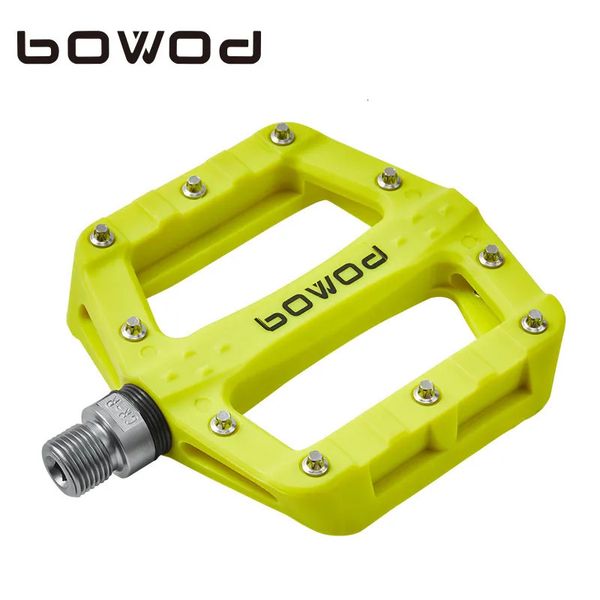 Pedais de bicicleta BOWOD Pedal de rolamento selado de nylon leve para ciclismo plano antiderrapante Pedais de bicicleta Pedal de bicicleta 9/16 