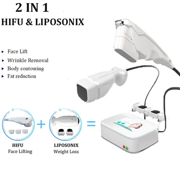 Máquina hifu para uso doméstico liposonix corpo moldar máquinas ultra-som redução de gordura sistema de aperto da pele ultra-sônica 2 alça
