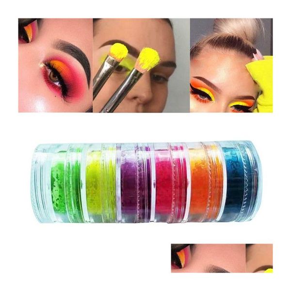 Тени для век Colorf Неоновые тени для век Пудра 6 цветов Nail Art Матовый блеск Легко носить Косметика Макияж Drop Доставка Здоровье Красота Глаза Ot8Pn