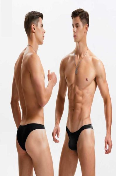 Verão praia sexy sólido preto masculino roupa de banho biquinis cintura baixa apertado maiôs gay tanga calções de banho men039s5787577