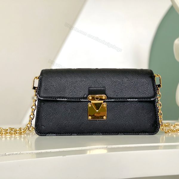 Ayna Kaliteli E biriken Çantalar Pochette Cüzdan Zincir Mets Omuz Çantası Çanta Kabartmalı Yumuşak Tahıllı Cowhide Crossbody Çanta Çanta Çantası 22cm Kutu L447