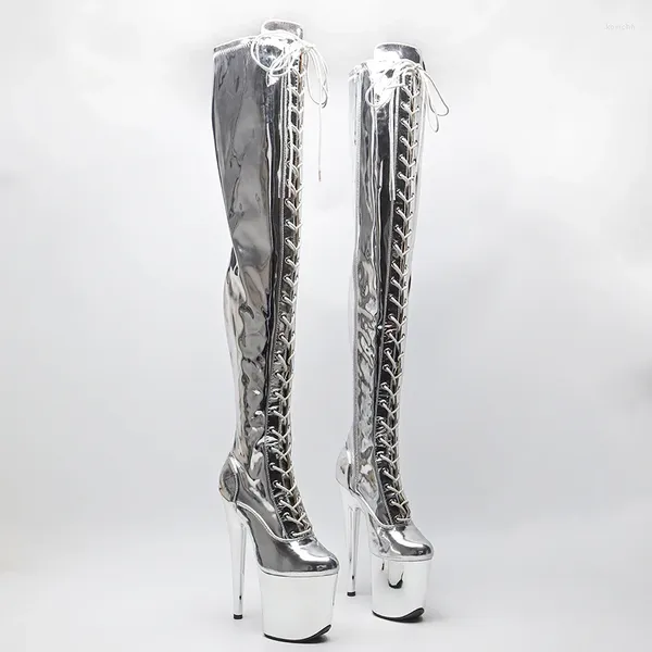 Stivali Leecabe 20 CM/8 pollici PU Lucido Superiore Exy Esotico Giovane Tendenza Moda Tacco Alto Placca Piattaforma Pole Dance Boot