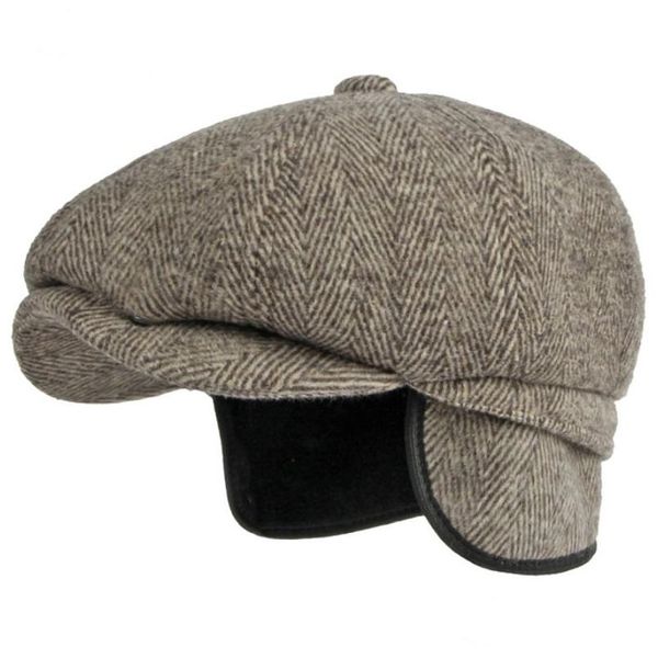 Berets outono inverno cashmere lã boina boné chapéu grosso quente homens masculino vintage lã pai avô ivy octogonal sboy plana gota del oteqn