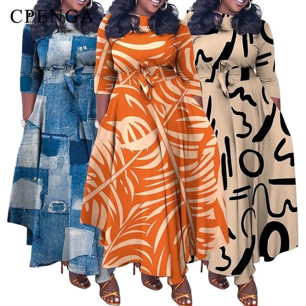 Платья больших размеров с принтом Африканское макси женское элегантное женское праздничное платье плюс размер Дашики Повседневная одежда Осенняя одежда в африканском стиле 231207