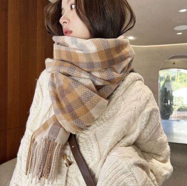 Nuova sciarpa ispessita dalla Corea del Sud, sciarpa in imitazione cashmere dolce e calda, sciarpa a scialle scozzese da donna