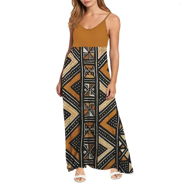 Vestidos casuais Noisydesigns estilo vestido feminino retro africano tribal impresso estilingue mulheres confortáveis sukienki damskie