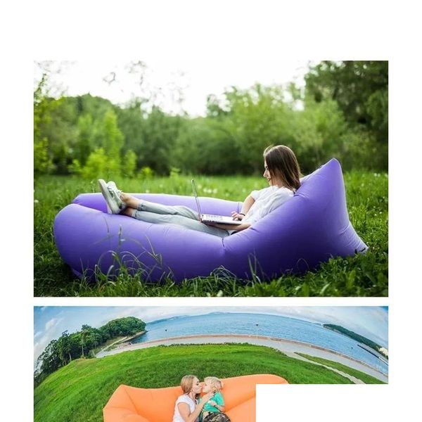 Andere Möbel Outdoor Cam Aufblasbares Sofa Luftmatratze Einzelliegestuhl Tragbare Mittagspause Musikfestival Praktisch und praktisch Dh5Uf