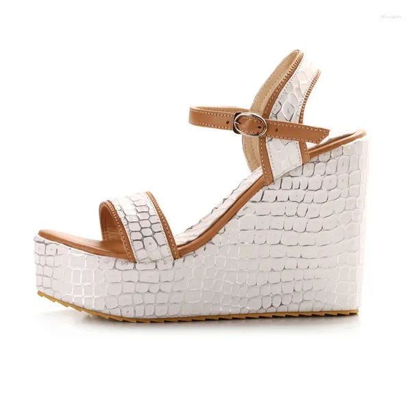 Sandalen Sommer Damen Wedges Mode Retro Sexy Klassiker Schnalle Schmales Band Wasserdicht Consice Höhe 30-43