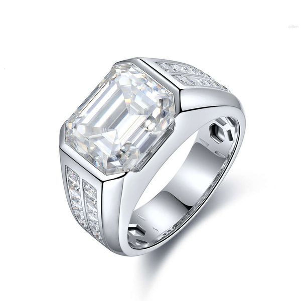 Anster 2024 mais novo estilo masculino 7.13ct anel de moissanite com corte esmeralda para o aniversário do dia dos pais