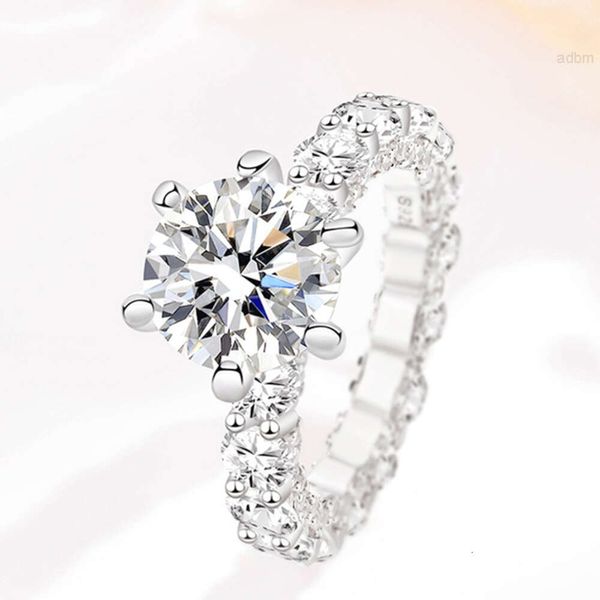 Luxuriöser Verlobungsring aus 925er-Sterlingsilber mit Iced-Out-Diamant und 4 Karat Vvs-Moissanit-Ring für Damen