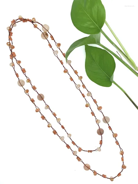 Ciondoli 3 4mm Collana di corallo Sunstone 6 8mm Cristalli FoLisaGioielli unici bohémien a lunga tendenza per donne Ragazza regalo 50 pollici