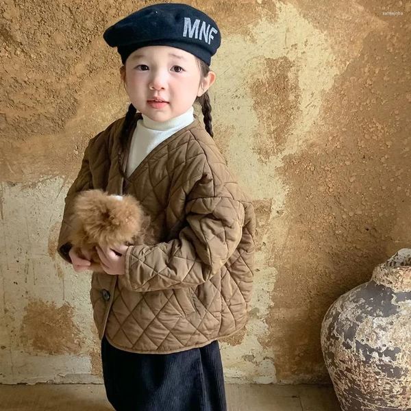 Daunenmantel Herbst und Winter Kinder Parkas V-Ausschnitt Jacken für Mädchen Kinder Kleidung warme Mäntel Jungen Kleinkind Vintage Oberbekleidung