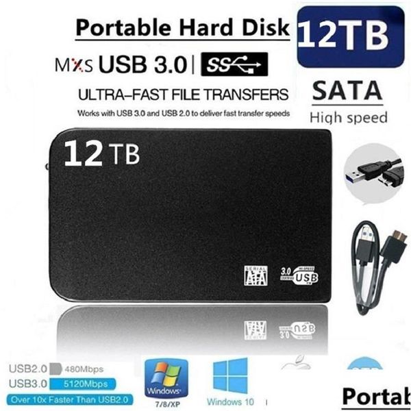 Externe Festplatten 2,5 8 TB Solid State Drive 12 TB Speichergerät Computer Tragbare USB3.0 SSD Mobile Disc Durexternal Drop Delivery Dhx0P