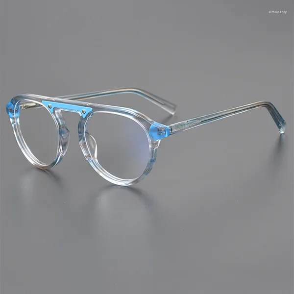 Güneş Gözlüğü Çerçeveleri Tasarımcı Kişilik Moda Asetat Gözlükleri Çerçeve Küçük Yüz Erkek ve Kadın Oval Retro Optik Reçete Yuvarlak